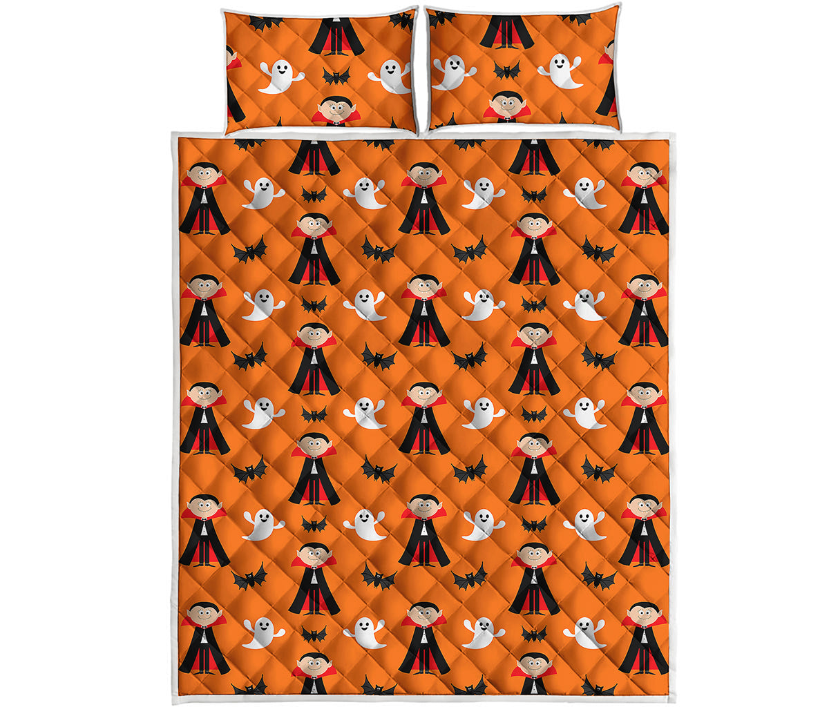 Cartoon Dracula Pattern Print Quilt Bed Set