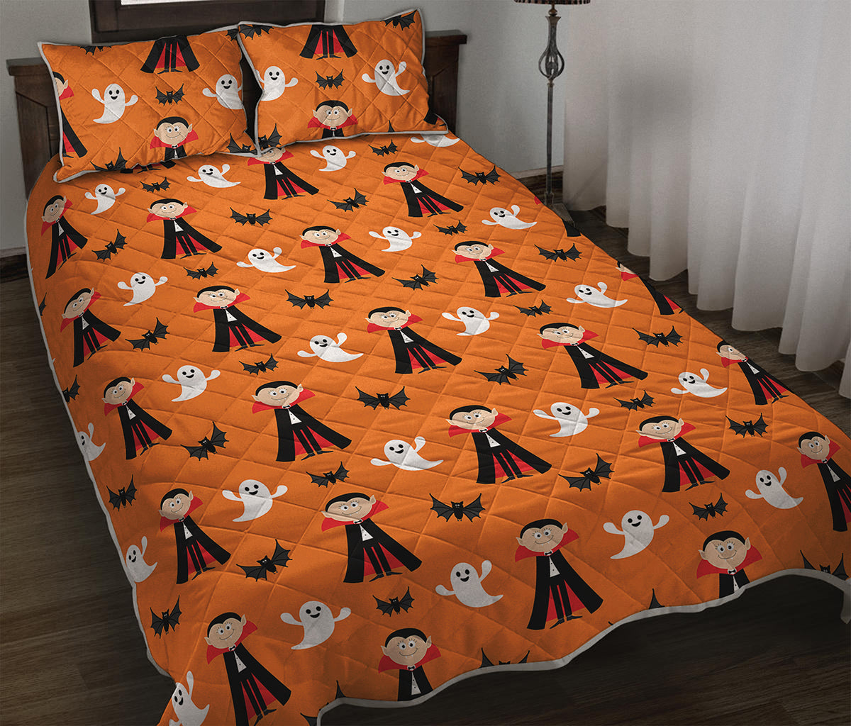 Cartoon Dracula Pattern Print Quilt Bed Set