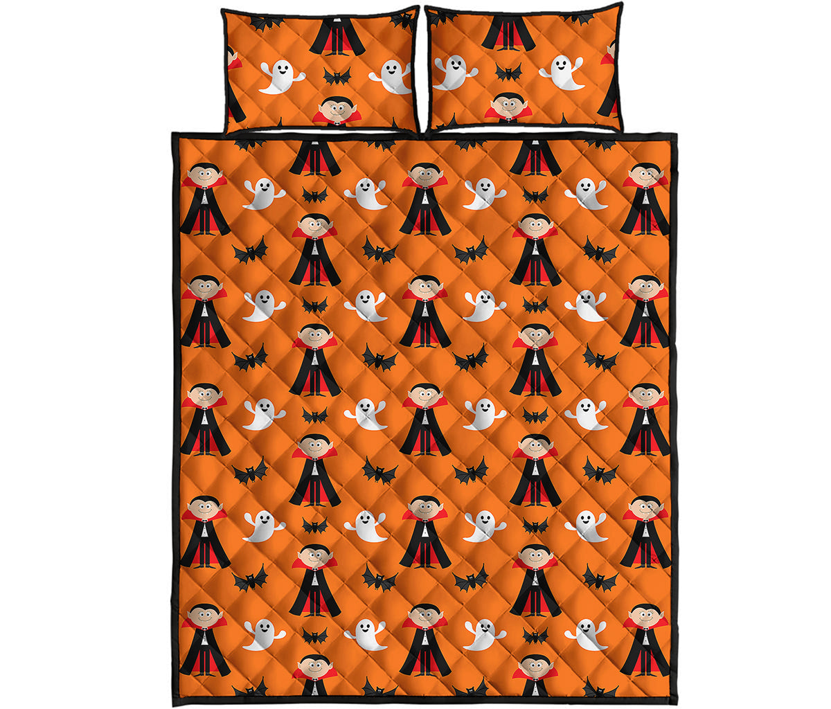 Cartoon Dracula Pattern Print Quilt Bed Set