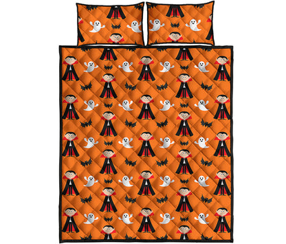 Cartoon Dracula Pattern Print Quilt Bed Set
