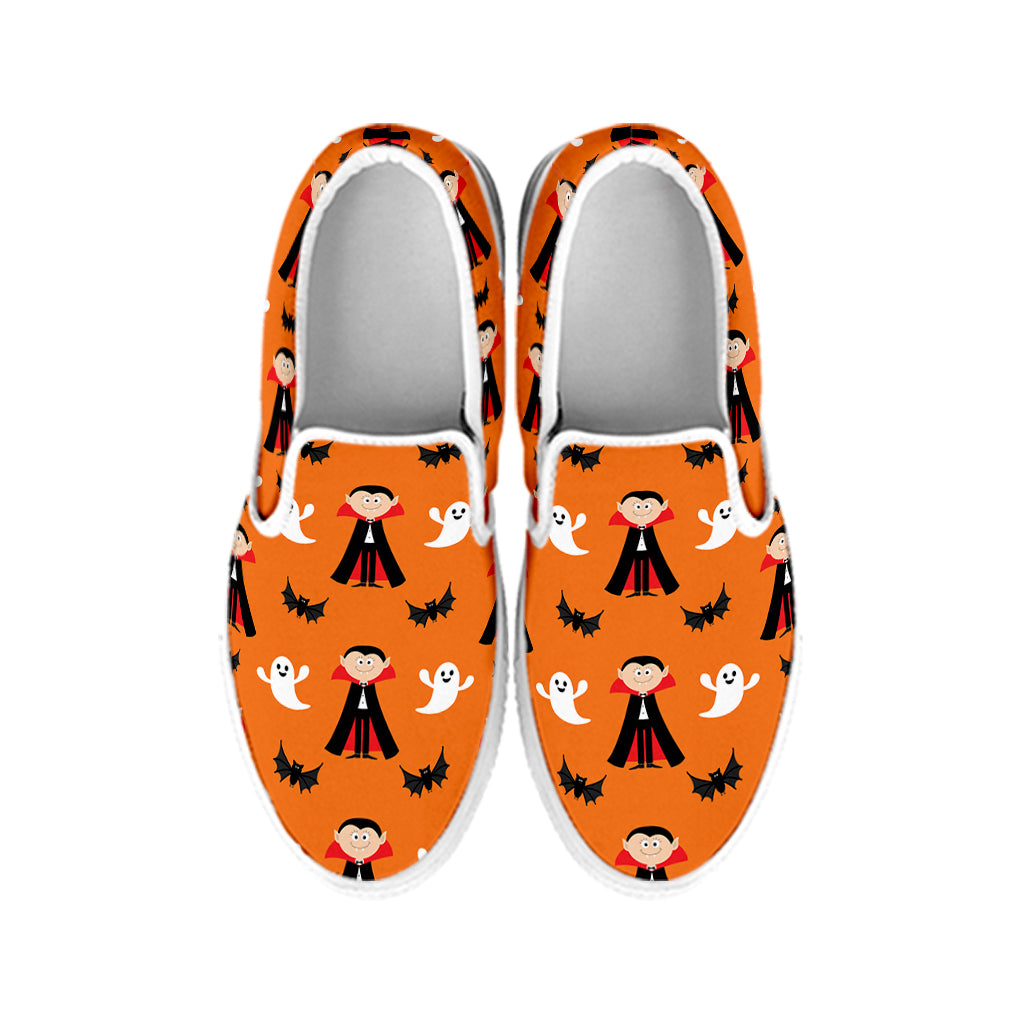 Cartoon Dracula Pattern Print White Slip On Shoes