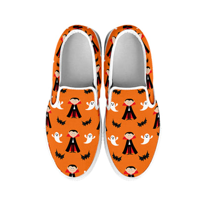 Cartoon Dracula Pattern Print White Slip On Shoes