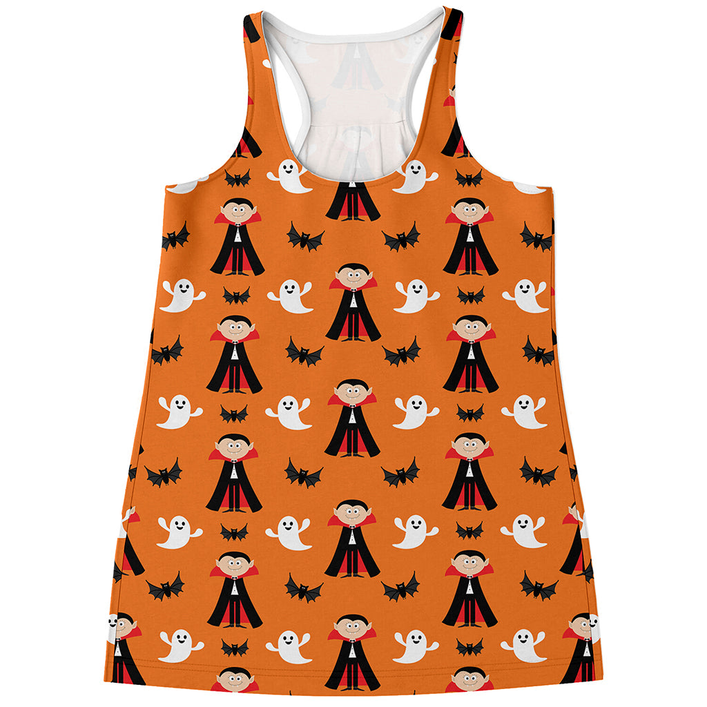 Cartoon Dracula Pattern Print Women's Racerback Tank Top