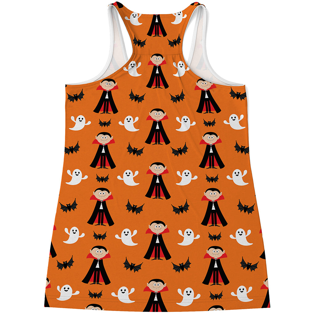 Cartoon Dracula Pattern Print Women's Racerback Tank Top