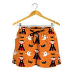 Cartoon Dracula Pattern Print Women's Shorts