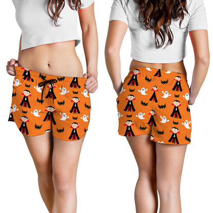 Cartoon Dracula Pattern Print Women's Shorts