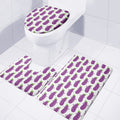 Cartoon Eggplant Pattern Print 3 Piece Bath Mat Set