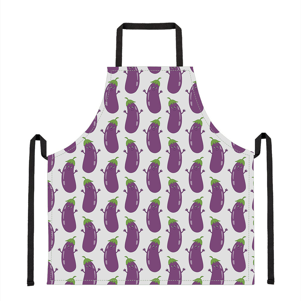 Cartoon Eggplant Pattern Print Apron