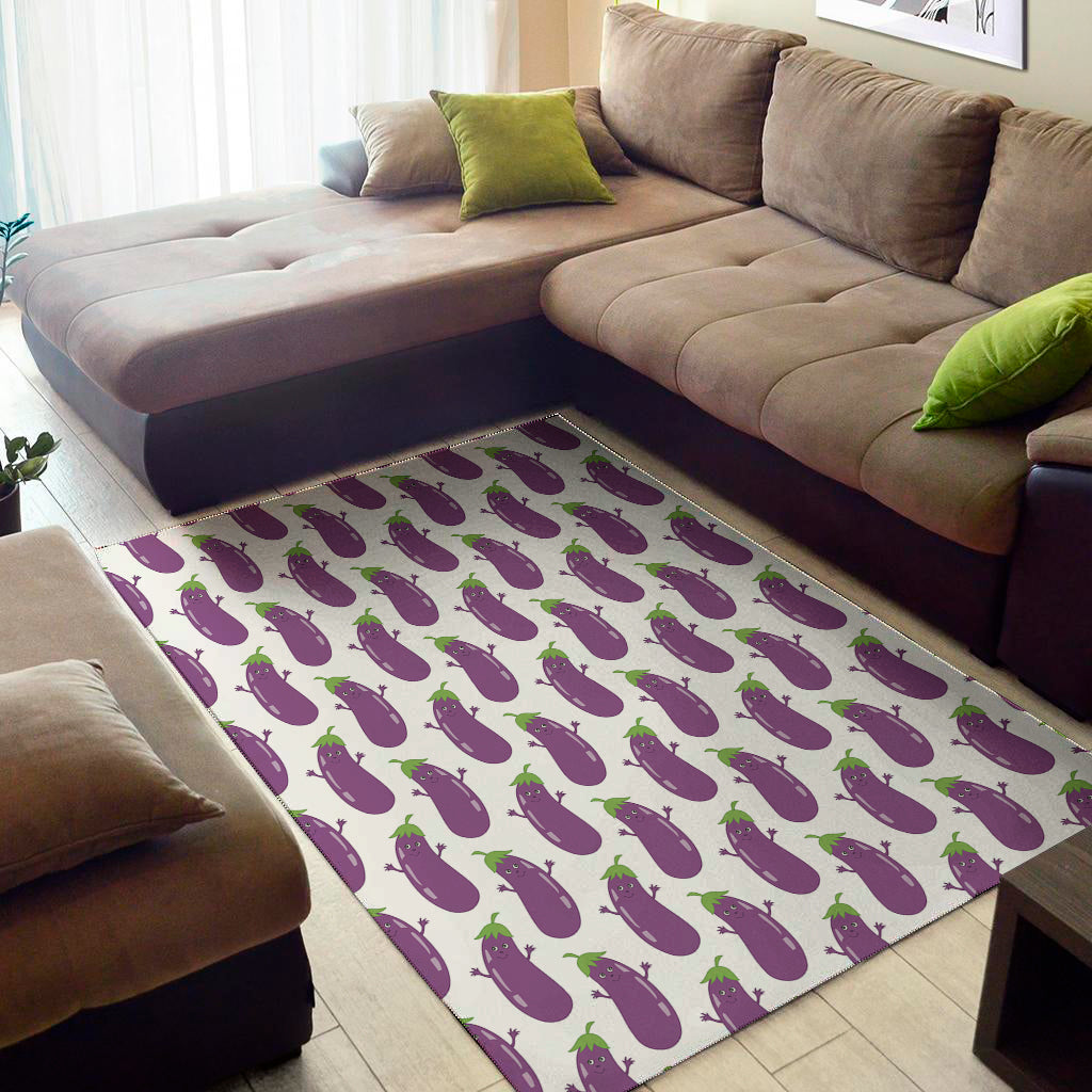 Cartoon Eggplant Pattern Print Area Rug