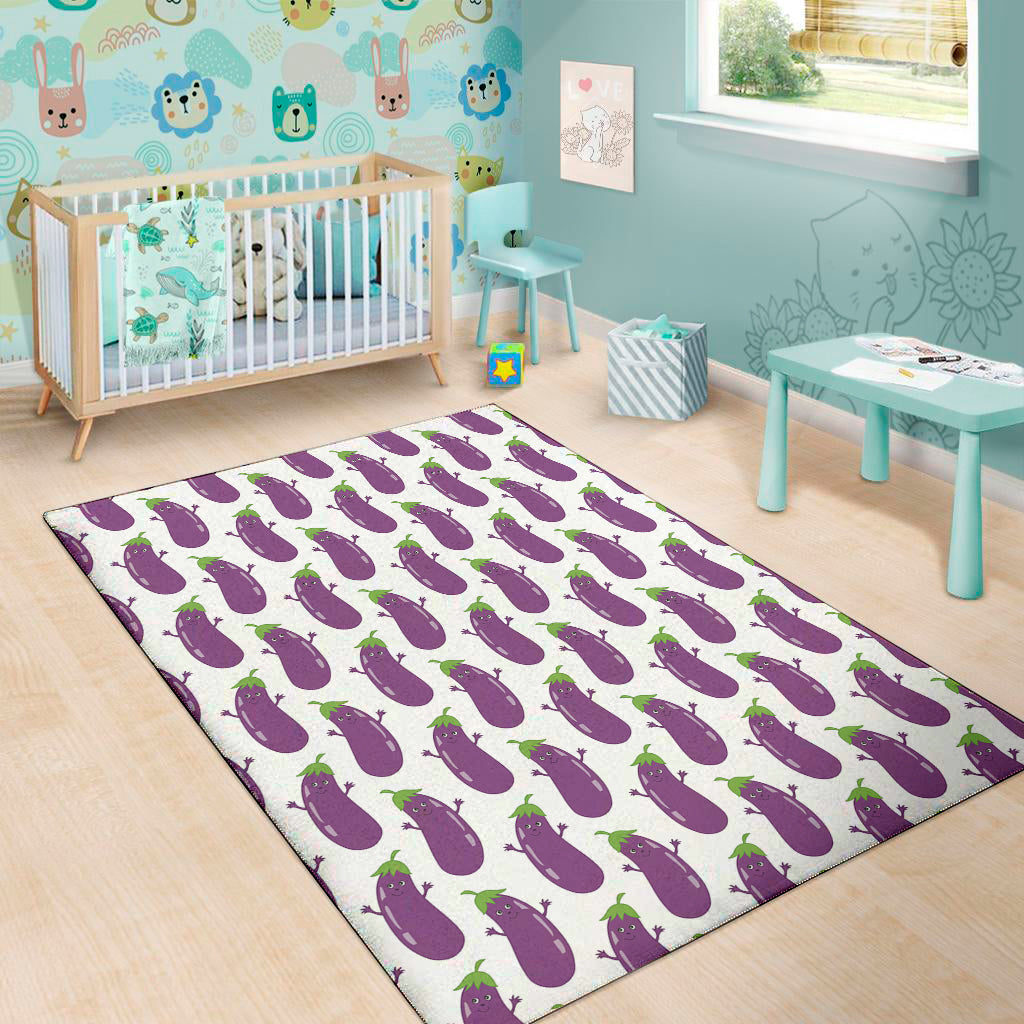 Cartoon Eggplant Pattern Print Area Rug