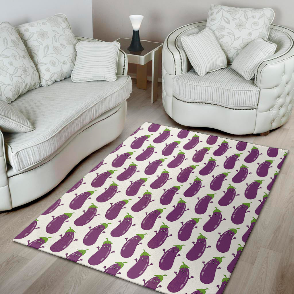 Cartoon Eggplant Pattern Print Area Rug