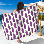 Cartoon Eggplant Pattern Print Beach Sarong Wrap