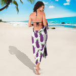 Cartoon Eggplant Pattern Print Beach Sarong Wrap