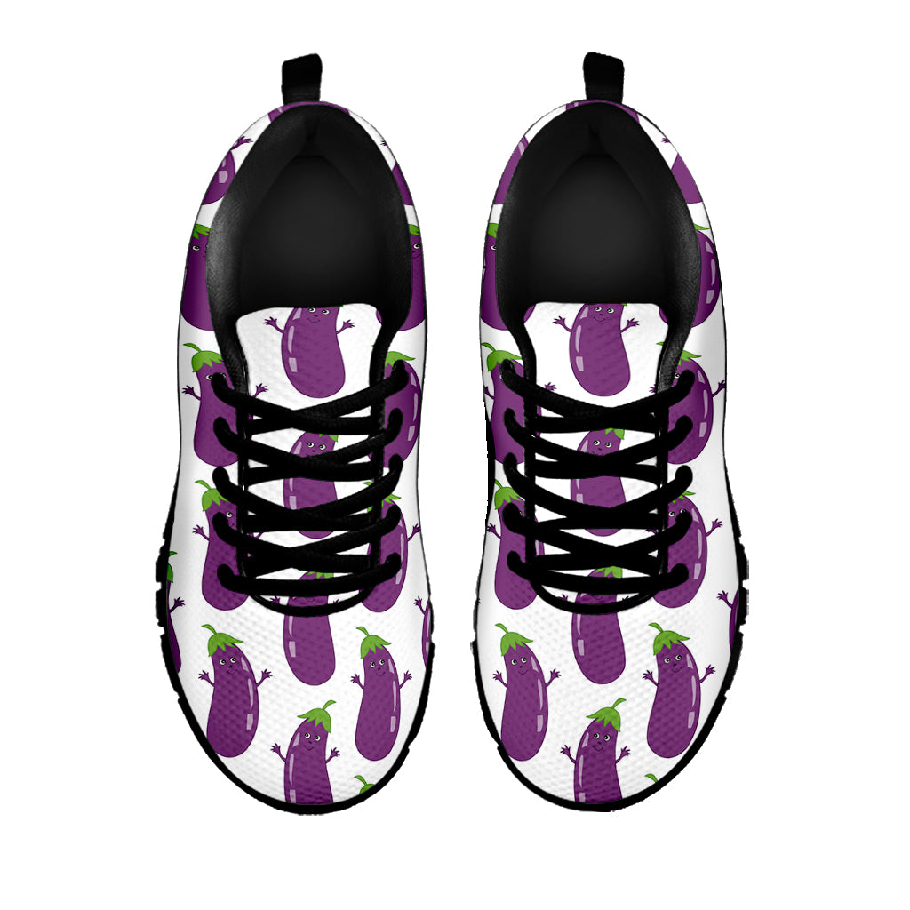 Cartoon Eggplant Pattern Print Black Sneakers