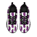 Cartoon Eggplant Pattern Print Black Sneakers