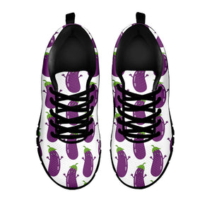 Cartoon Eggplant Pattern Print Black Sneakers