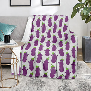 Cartoon Eggplant Pattern Print Blanket