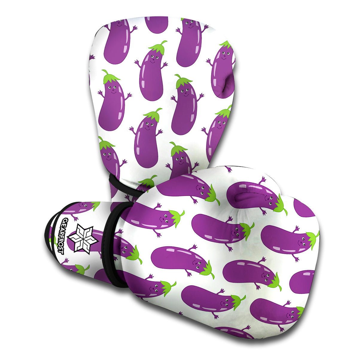 Cartoon Eggplant Pattern Print Boxing Gloves