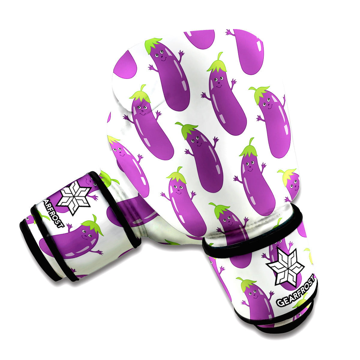 Cartoon Eggplant Pattern Print Boxing Gloves