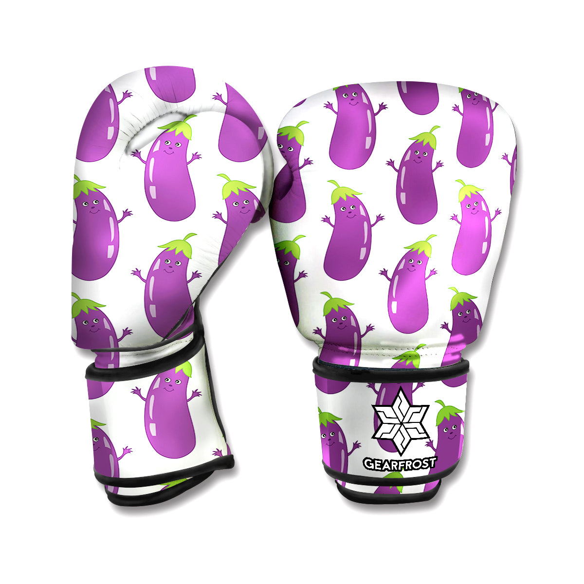 Cartoon Eggplant Pattern Print Boxing Gloves