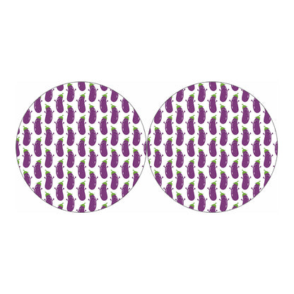 Cartoon Eggplant Pattern Print Car Coasters