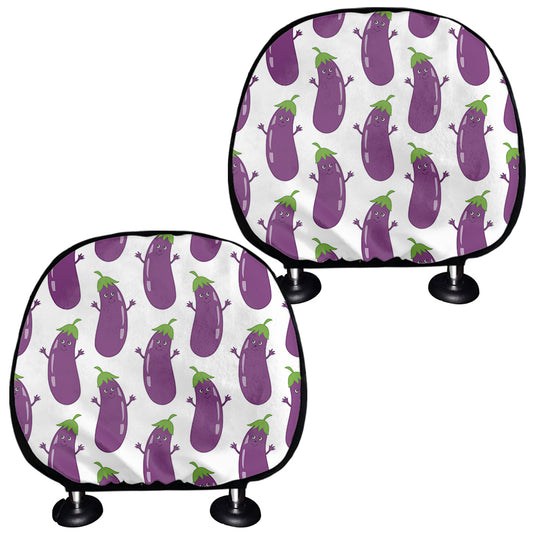 Cartoon Eggplant Pattern Print Car Headrest Covers