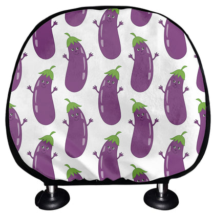 Cartoon Eggplant Pattern Print Car Headrest Covers