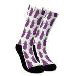 Cartoon Eggplant Pattern Print Crew Socks