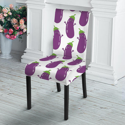 Cartoon Eggplant Pattern Print Dining Chair Slipcover