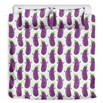 Cartoon Eggplant Pattern Print Duvet Cover Bedding Set
