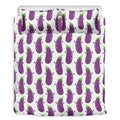 Cartoon Eggplant Pattern Print Duvet Cover Bedding Set