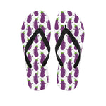 Cartoon Eggplant Pattern Print Flip Flops