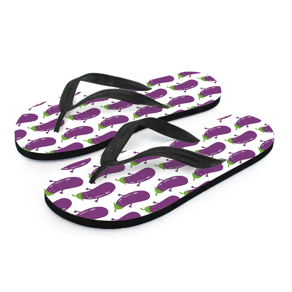 Cartoon Eggplant Pattern Print Flip Flops