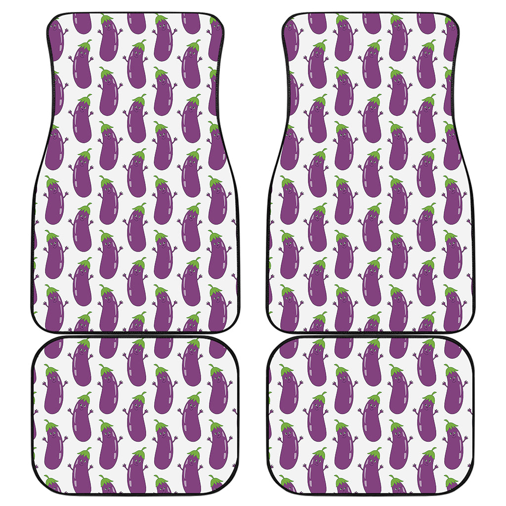 Cartoon Eggplant Pattern Print Front and Back Car Floor Mats
