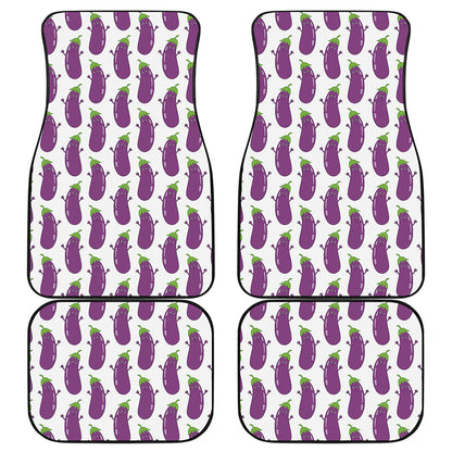 Cartoon Eggplant Pattern Print Front and Back Car Floor Mats