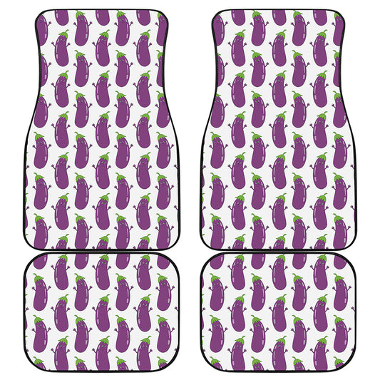 Cartoon Eggplant Pattern Print Front and Back Car Floor Mats