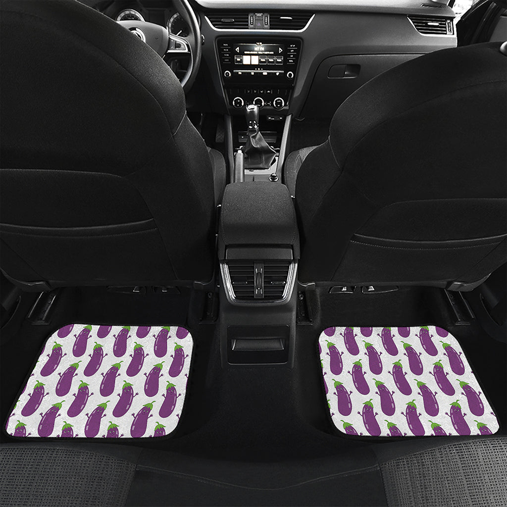 Cartoon Eggplant Pattern Print Front and Back Car Floor Mats