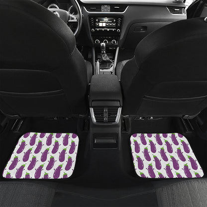 Cartoon Eggplant Pattern Print Front and Back Car Floor Mats