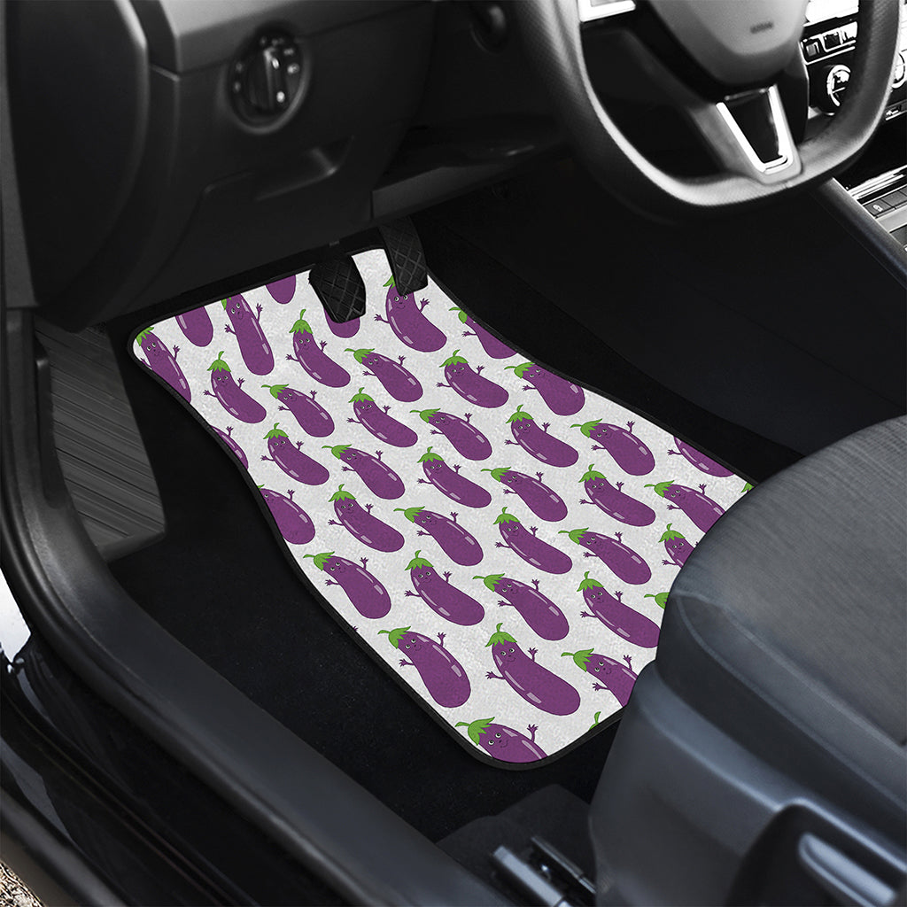 Cartoon Eggplant Pattern Print Front and Back Car Floor Mats