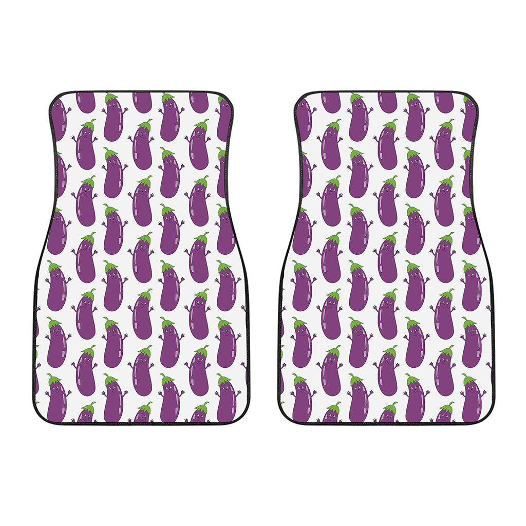 Cartoon Eggplant Pattern Print Front Car Floor Mats