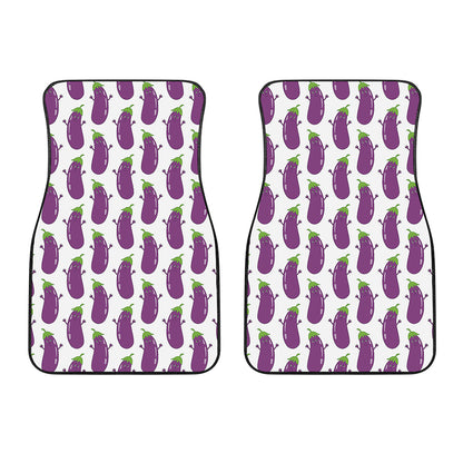 Cartoon Eggplant Pattern Print Front Car Floor Mats