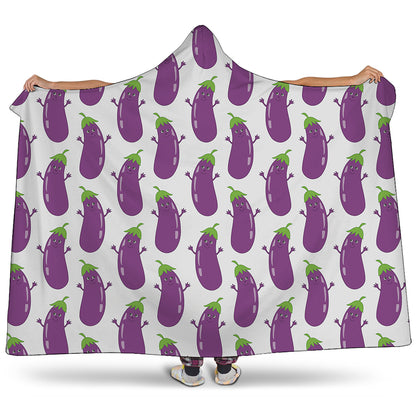 Cartoon Eggplant Pattern Print Hooded Blanket
