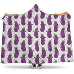 Cartoon Eggplant Pattern Print Hooded Blanket