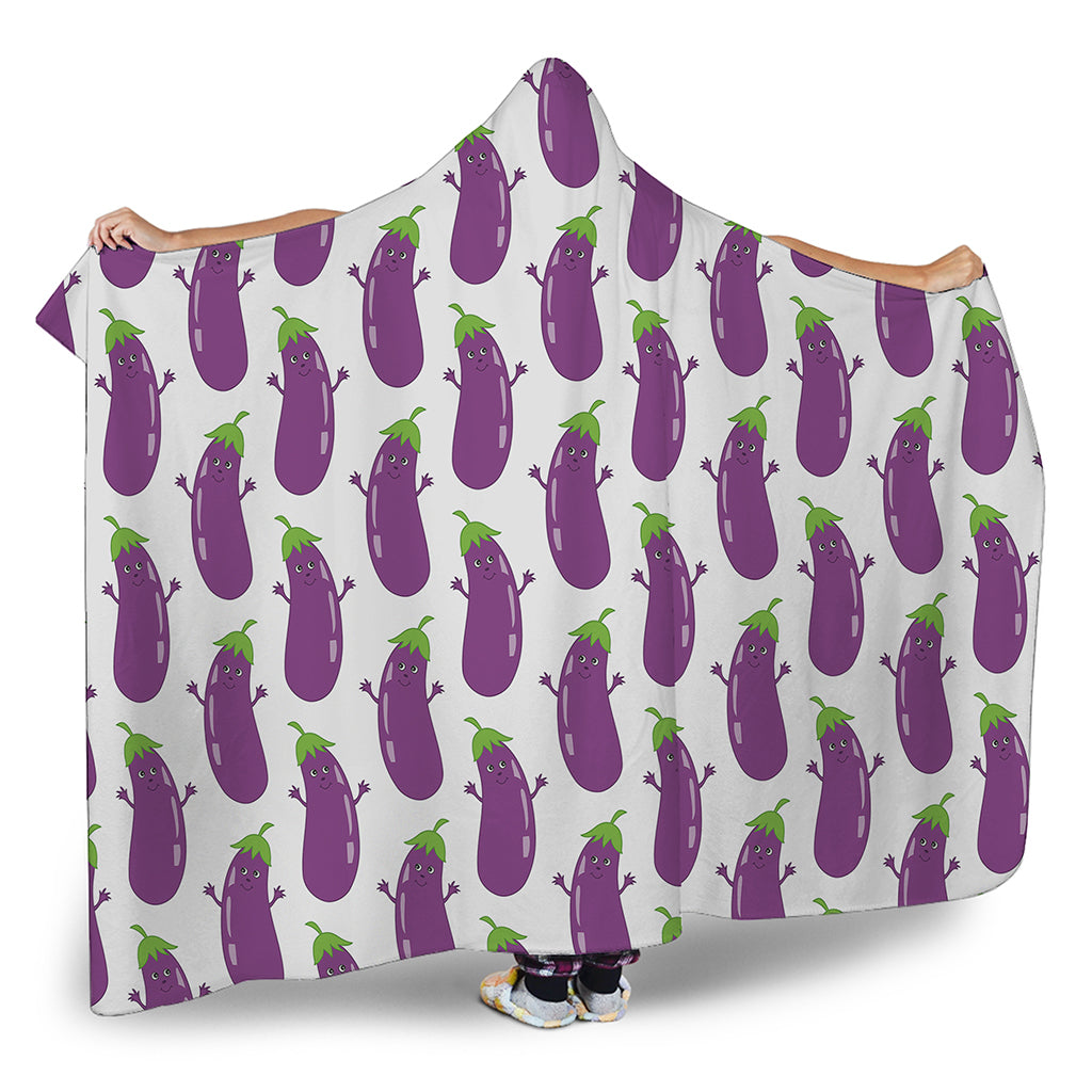 Cartoon Eggplant Pattern Print Hooded Blanket