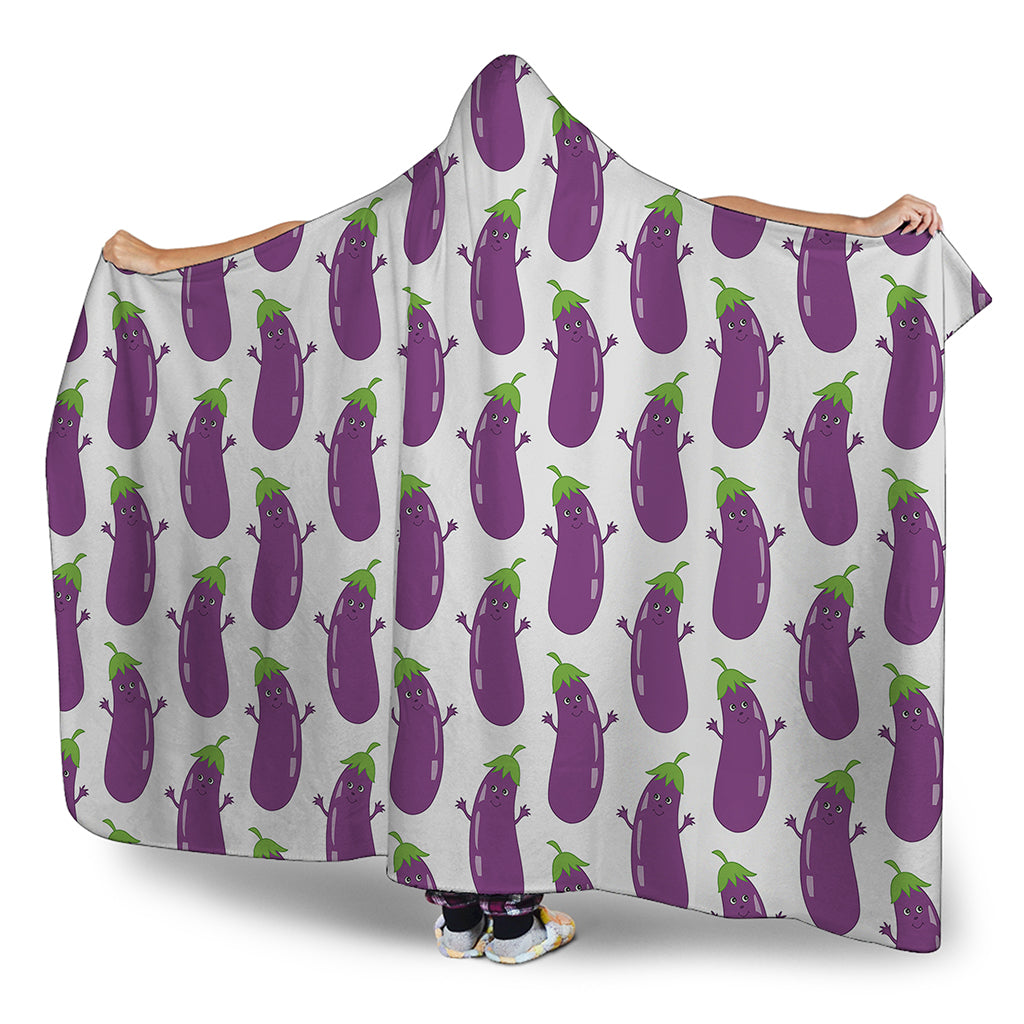 Cartoon Eggplant Pattern Print Hooded Blanket