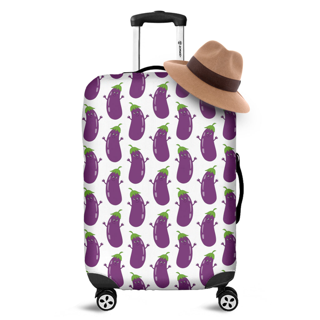 Cartoon Eggplant Pattern Print Luggage Cover