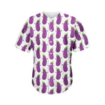 Cartoon Eggplant Pattern Print Men's Baseball Jersey