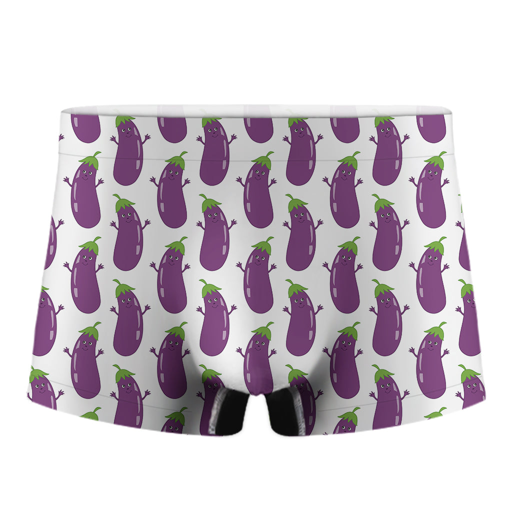 Cartoon Eggplant Pattern Print Men's Boxer Briefs