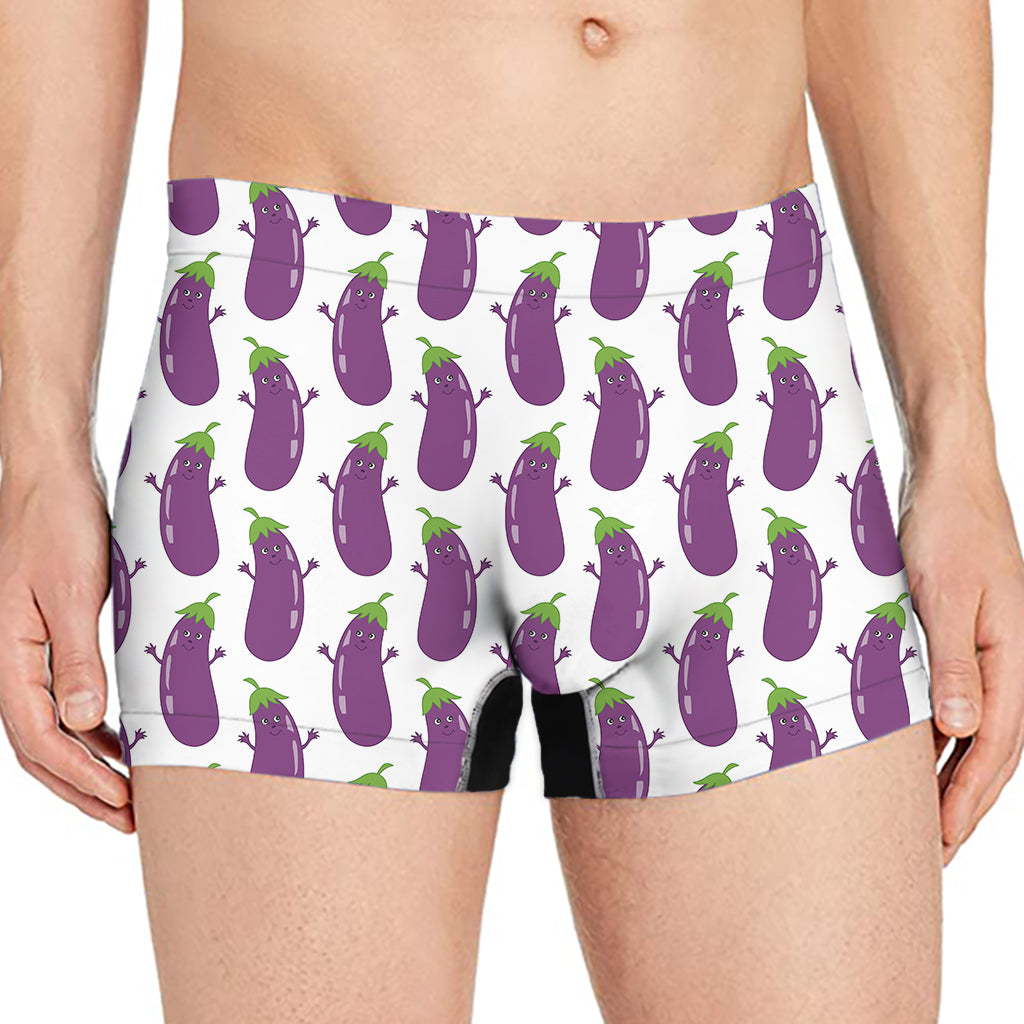 Cartoon Eggplant Pattern Print Men's Boxer Briefs
