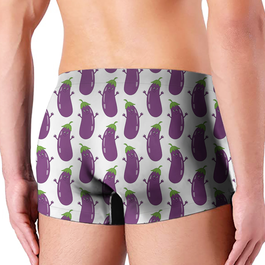 Cartoon Eggplant Pattern Print Men's Boxer Briefs